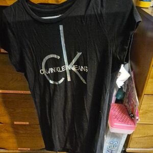Calvin Klein Black Tee with Silver Logo